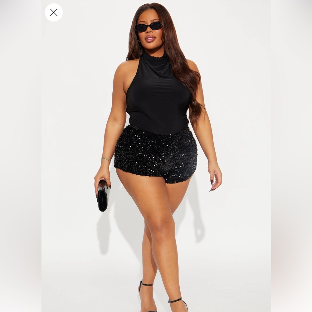 Fashion Nova Black Sequin Women's Micro Shorts